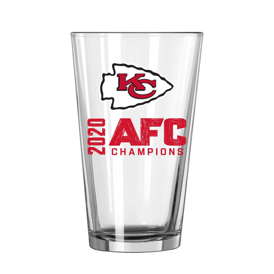 Kansas City Chiefs 16oz 2021 AFC Champs Logo Pint Glass - Logo Brands - Flyclothing LLC