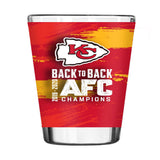 KC Chiefs Back To Back Champs Sublimated 2oz Shot Glass - Logo Brands - Flyclothing LLC