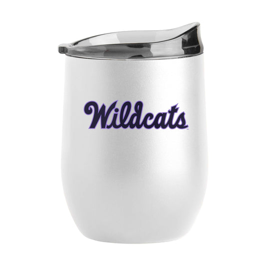 KSU Wildcats 16oz Throwback Logo White Powder Coat Curved Beverage - Logo Brands - Flyclothing LLC