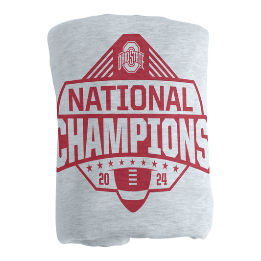 Ohio State 2024 National Champions Sublimated Sweatshirt Blanket - Logo Brands - Flyclothing LLC
