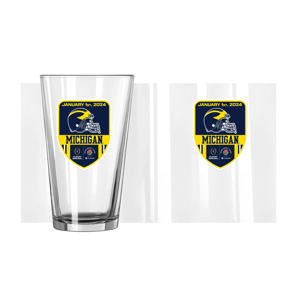 Michigan 2024 Rose Bowl Bound 16oz Pint Glass - Logo Brands - Flyclothing LLC