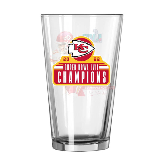 KC Chiefs 16oz SB Champions MVP Pint Glass - Logo Brands - Flyclothing LLC