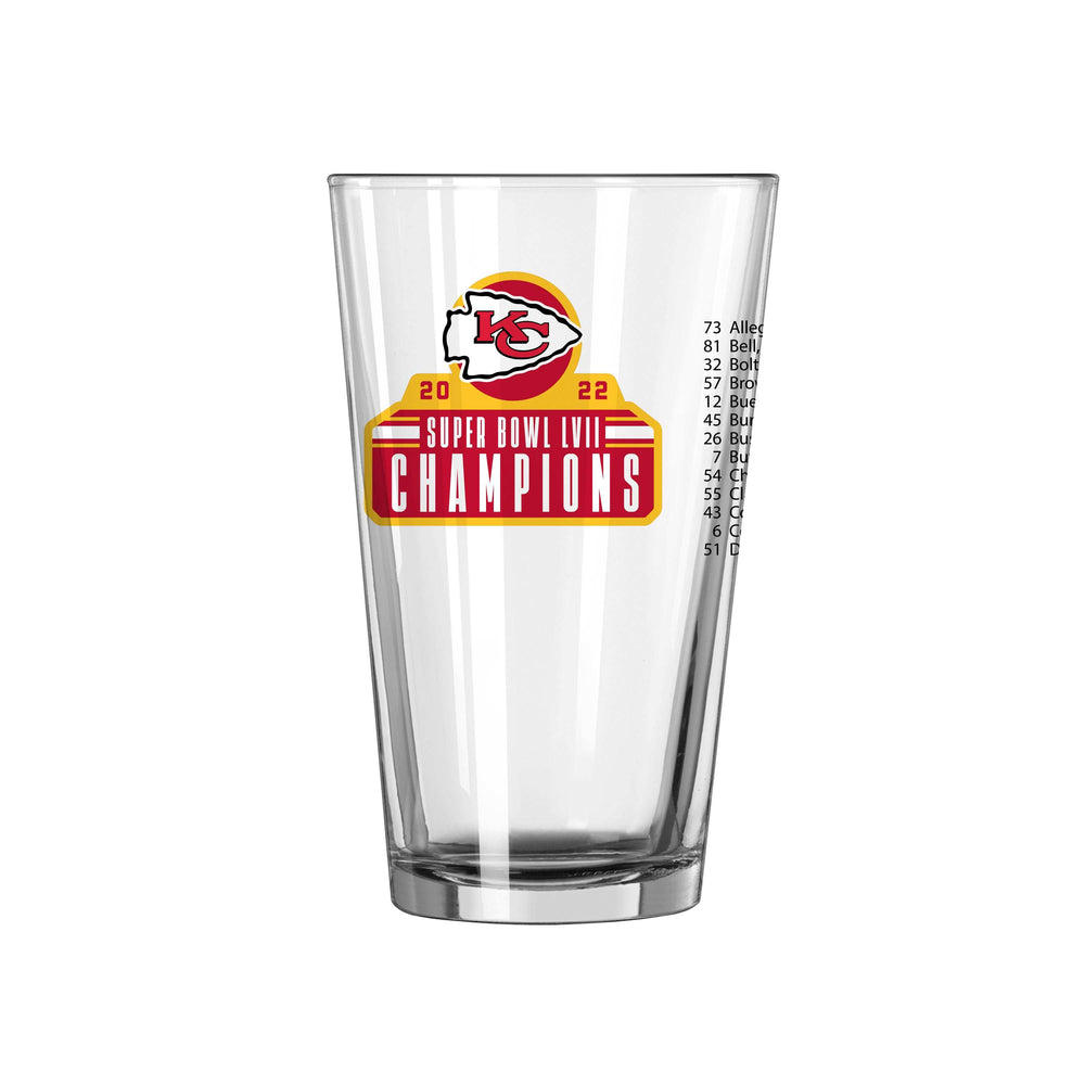 KC Chiefs 16oz SB Champions Roster Pint Glass - Logo Brands - Flyclothing LLC