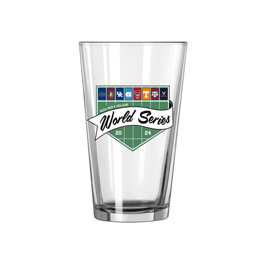2024 NCAA Mens Baseball 16oz Final 8 Teams Pint Glass - Logo Brands - Flyclothing LLC