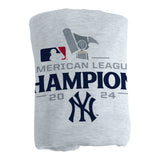 NY Yankees 2024 American League Champs Athletic Gray Sublimated Sweatshirt Blanket - Logo Brands - Flyclothing LLC