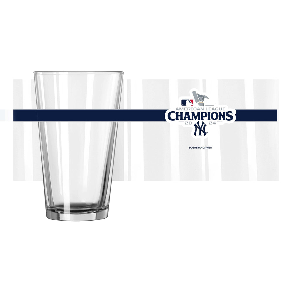 NY Yankees 2024 American League Champs 16oz Pint Glass - Logo Brands - Flyclothing LLC