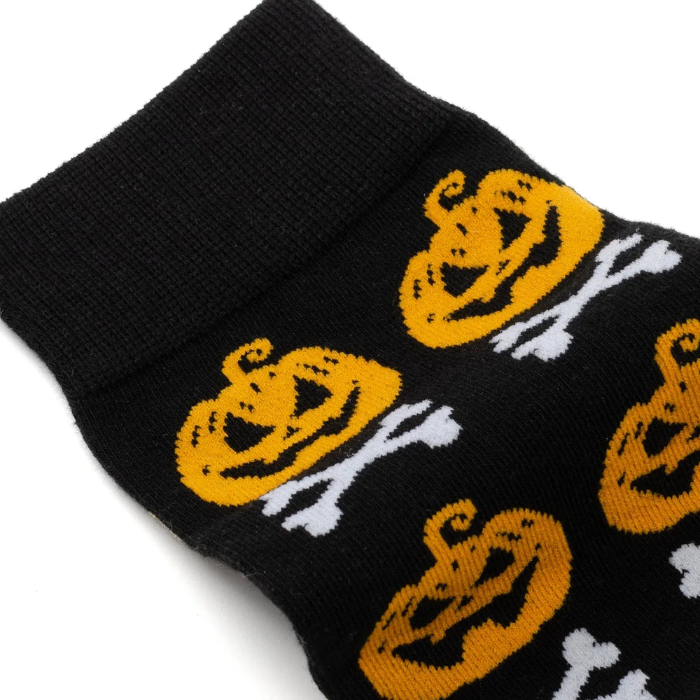 Bad To The Bone Pumpkin Black Men's Socks - Cufflinks.com - Flyclothing LLC