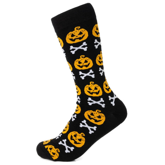 Bad To The Bone Pumpkin Black Men's Socks - Cufflinks.com - Flyclothing LLC