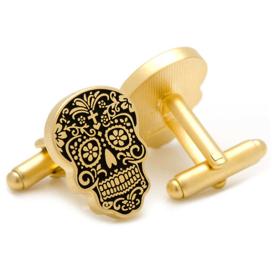 Gold Day of the Dead Cufflinks - Cufflinks.com - Flyclothing LLC