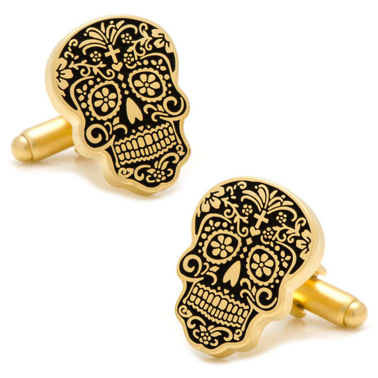 Gold Day of the Dead Cufflinks - Cufflinks.com - Flyclothing LLC