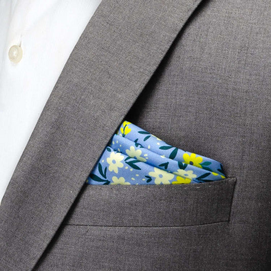 Floral Blue Pocket Square - Cufflinks.com - Flyclothing LLC