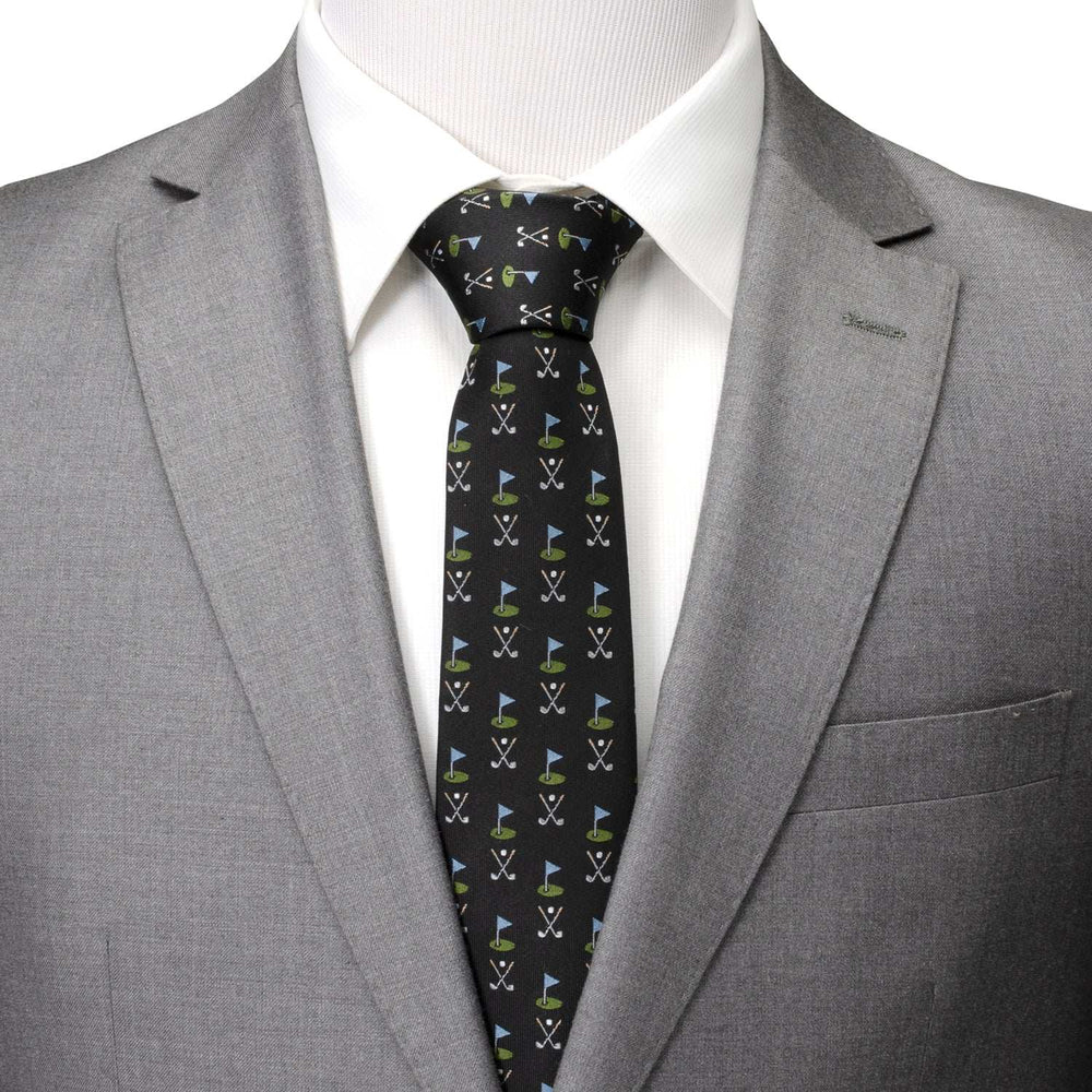 Golf Course Black Silk Men's Tie - Cufflinks.com - Flyclothing LLC