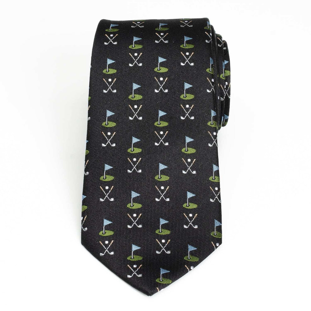 Golf Course Black Silk Men's Tie - Cufflinks.com - Flyclothing LLC