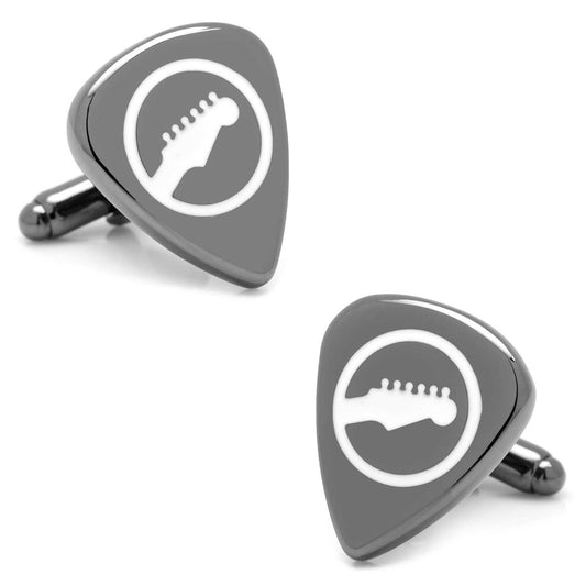 Black Guitar Pick Cufflinks - Cufflinks.com - Flyclothing LLC