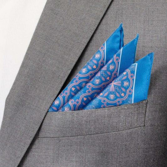 Aboriginal Ornament Patterned Blue Pocket Square - Cufflinks.com - Flyclothing LLC