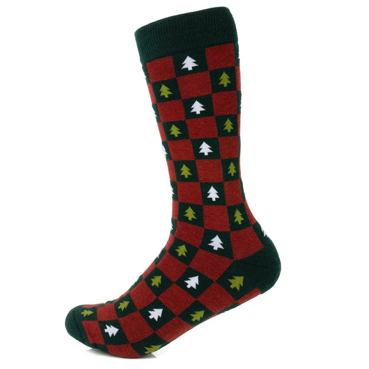 Christmas Tree Red Green Checkered Men's Socks - Cufflinks.com - Flyclothing LLC