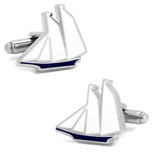 Blue and White Sailboat Cufflinks - Cufflinks.com - Flyclothing LLC
