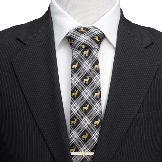 Black Plaid Stag Men's Tie - Cufflinks.com - Flyclothing LLC