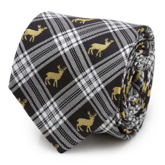 Black Plaid Stag Men's Tie - Cufflinks.com - Flyclothing LLC