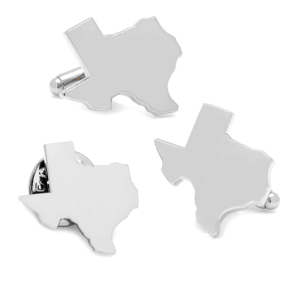 Silver Texas Cufflinks and Lapel Pin Gift Set - Cufflinks.com - Flyclothing LLC