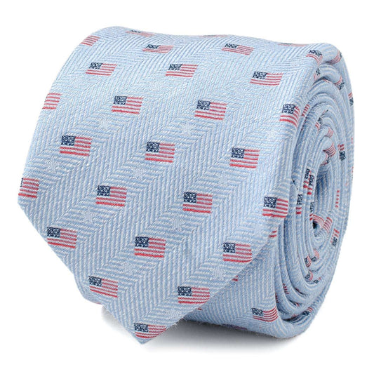 Light Blue American Flag Men's Tie - Cufflinks.com - Flyclothing LLC