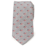 Light Gray Herringbone American Flag Men's Tie - Cufflinks.com - Flyclothing LLC