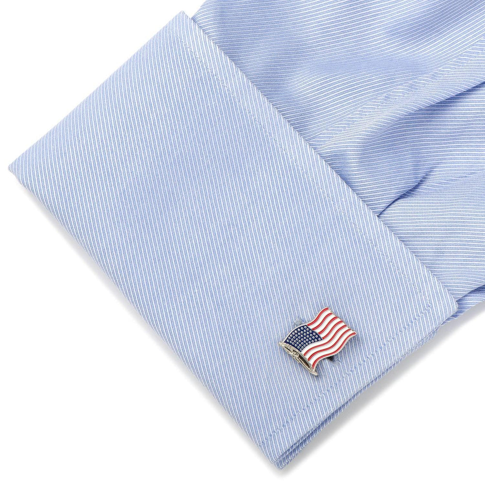 American Waving Flag Cufflinks and Tie Bar Gift Set - Cufflinks.com - Flyclothing LLC