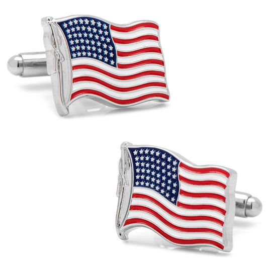 Waving American Flag Cufflinks - Cufflinks.com - Flyclothing LLC