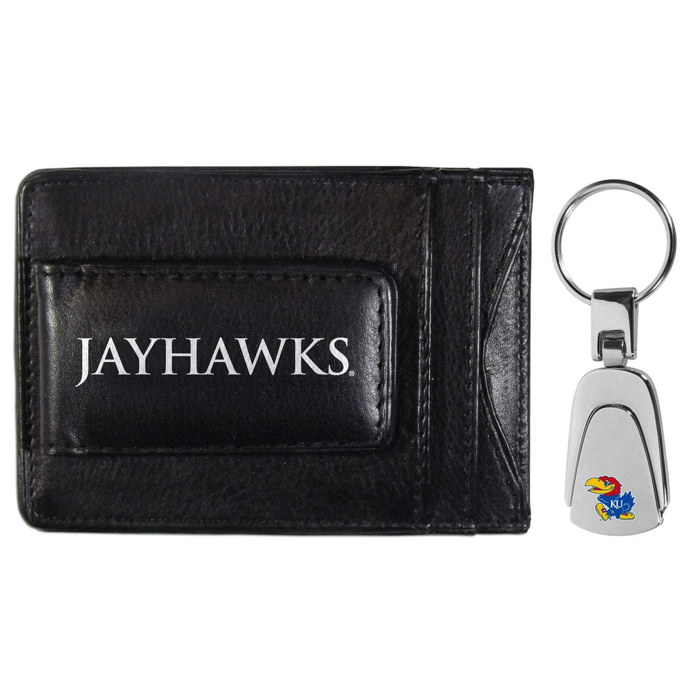 Kansas Jayhawks Leather Cash & Cardholder & Steel Key Chain - Kansas Jayhawks - Flyclothing LLC