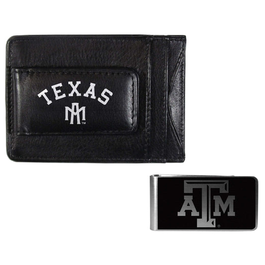 Texas A & M Aggies Leather Cash & Cardholder & Black Money Clip - Texas A & M Aggies - Flyclothing LLC