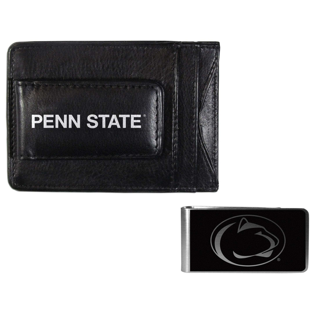 Penn St. Nittany Lions Leather Cash & Cardholder & Black Money Clip - Penn St. Nittany Lions - Flyclothing LLC