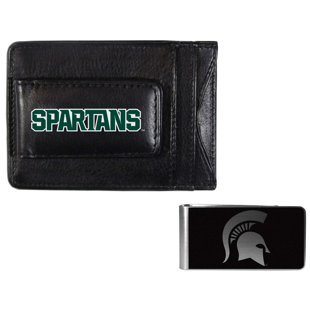 Michigan St. Spartans Leather Cash & Cardholder & Black Money Clip - Michigan St. Spartans - Flyclothing LLC