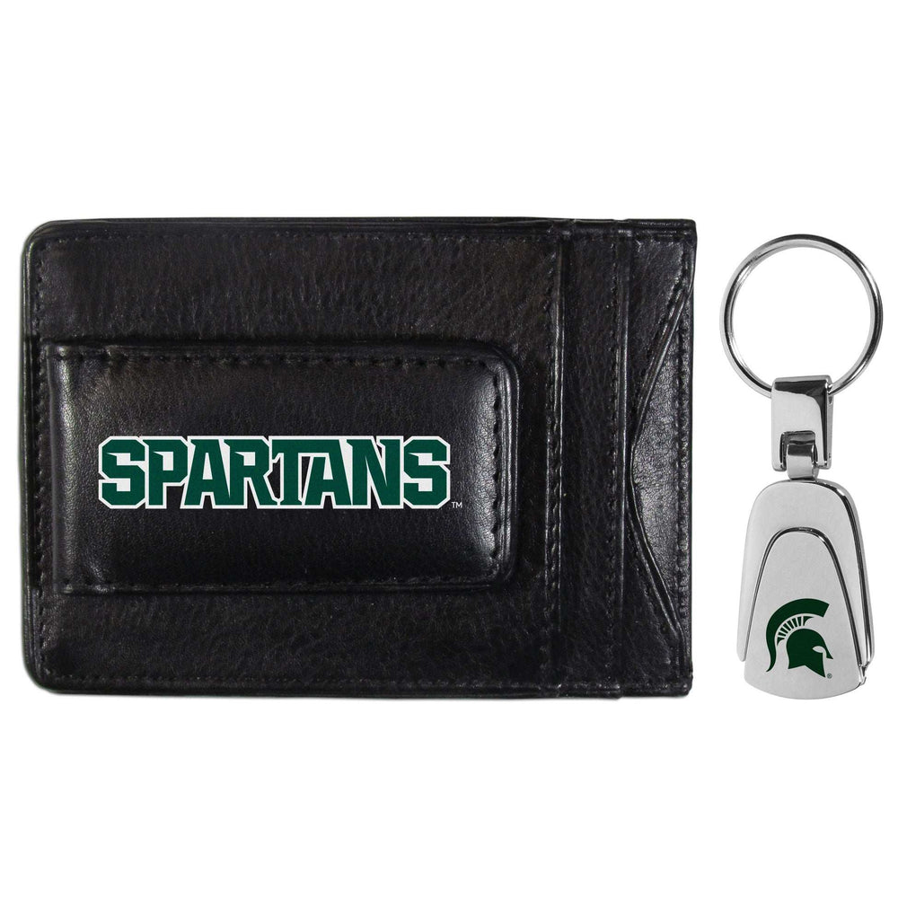 Michigan St. Spartans Leather Cash & Cardholder & Steel Key Chain - Michigan St. Spartans - Flyclothing LLC