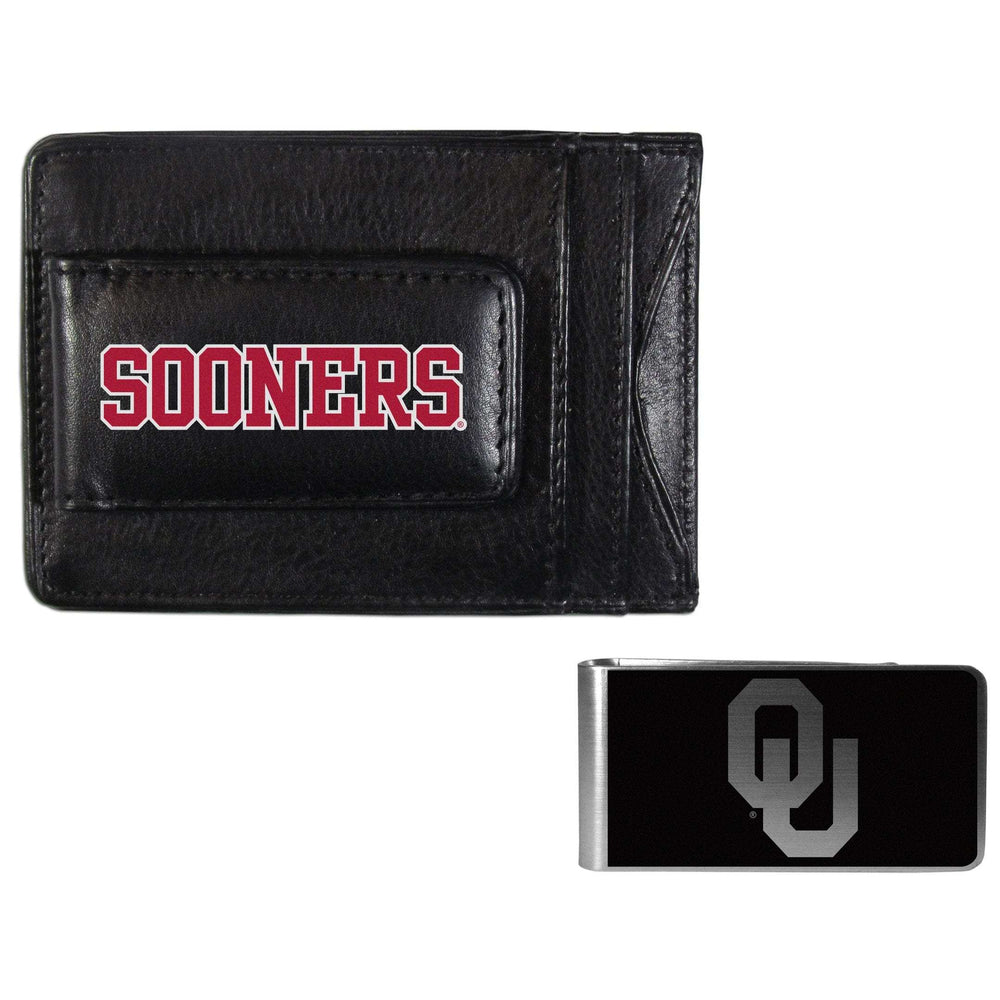 Oklahoma Sooners Leather Cash & Cardholder & Black Money Clip - Oklahoma Sooners - Flyclothing LLC