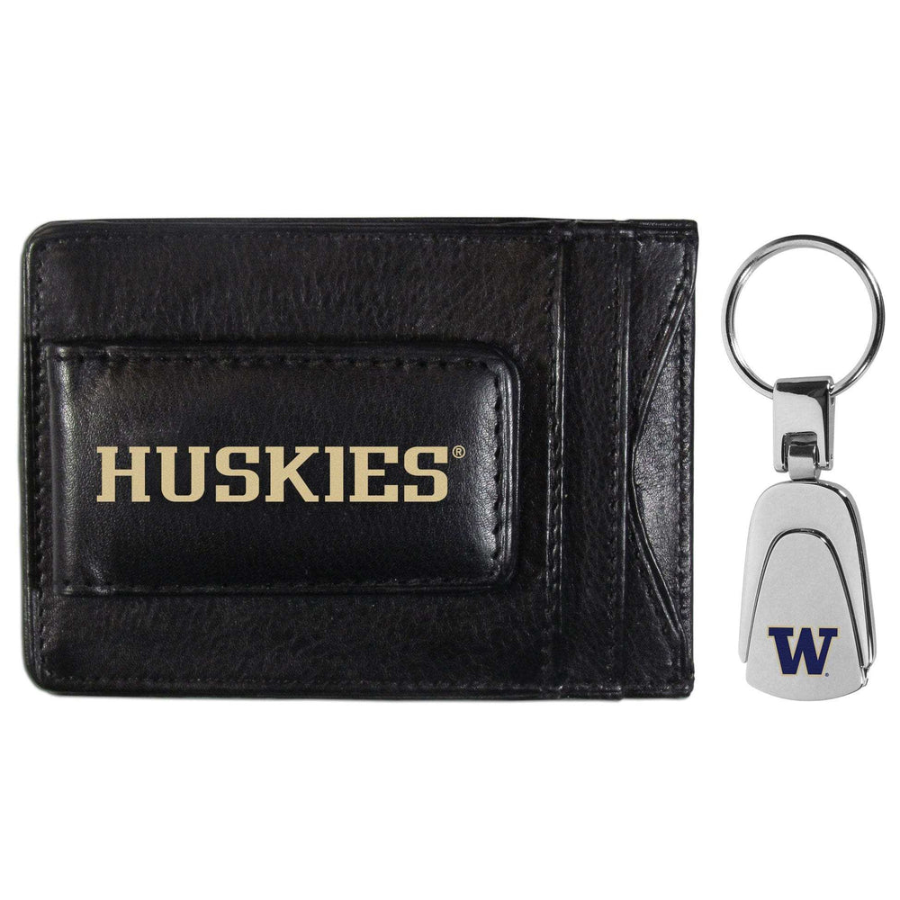 Washington Huskies Leather Cash & Cardholder & Steel Key Chain - Washington Huskies - Flyclothing LLC