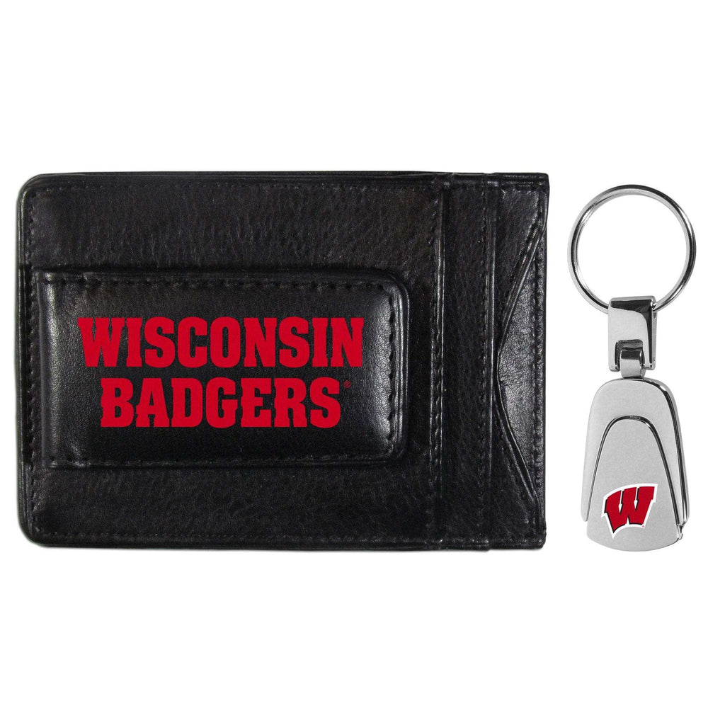 Wisconsin Badgers Leather Cash & Cardholder & Steel Key Chain - Wisconsin Badgers - Flyclothing LLC