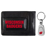 Wisconsin Badgers Leather Cash & Cardholder & Steel Key Chain - Wisconsin Badgers - Flyclothing LLC