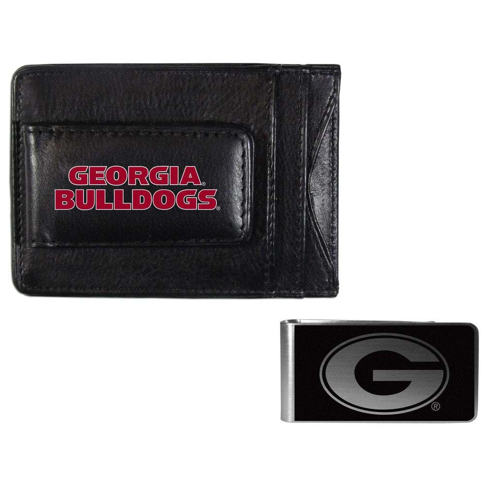 Georgia Bulldogs Leather Cash & Cardholder & Black Money Clip - Georgia Bulldogs - Flyclothing LLC