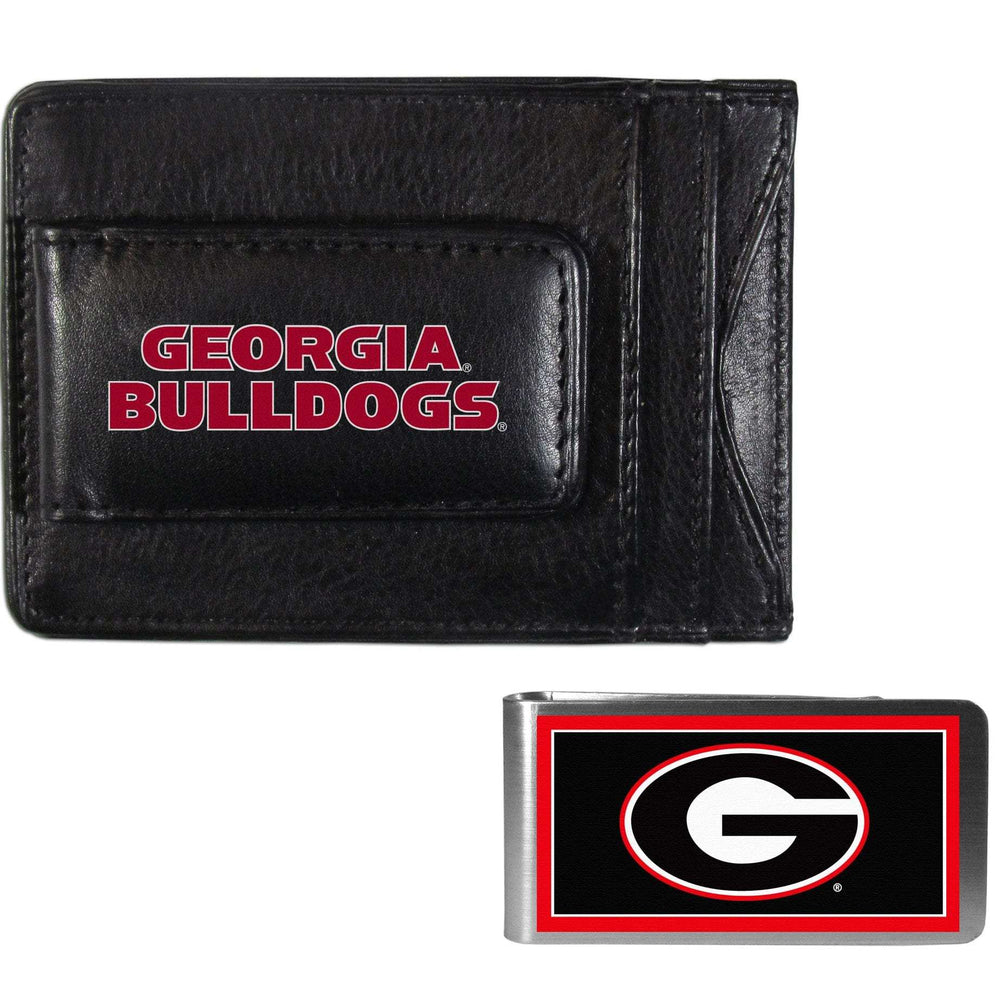 Georgia Bulldogs Leather Cash & Cardholder & Color Money Clip - Georgia Bulldogs - Flyclothing LLC