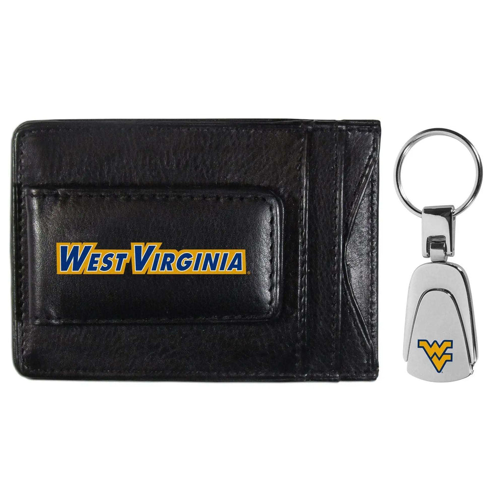 W. Virginia Mountaineers Leather Cash & Cardholder & Steel Key Chain - W. Virginia Mountaineers - Flyclothing LLC