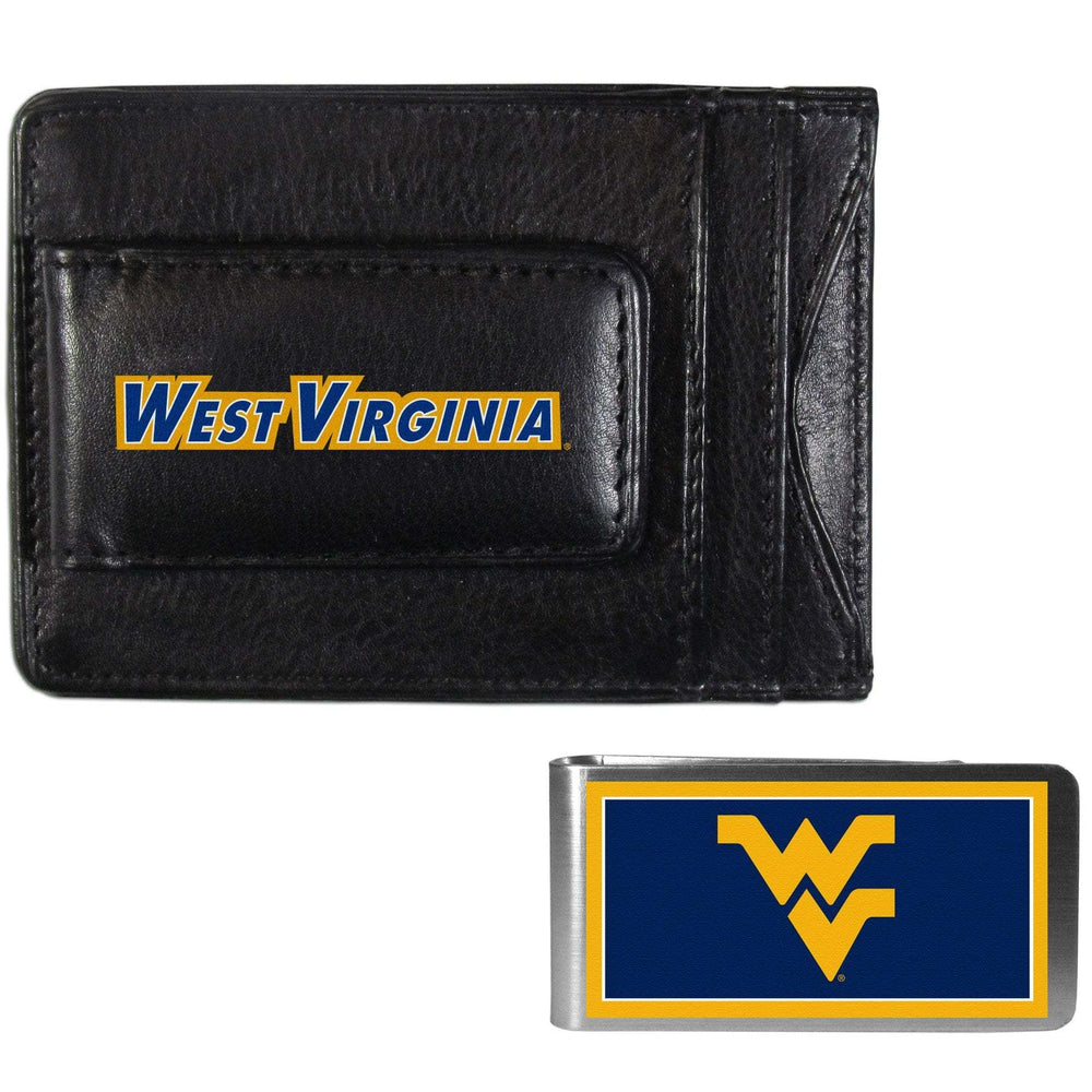 W. Virginia Mountaineers Leather Cash & Cardholder & Color Money Clip - W. Virginia Mountaineers - Flyclothing LLC