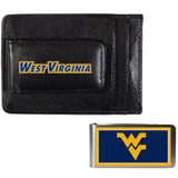 W. Virginia Mountaineers Leather Cash & Cardholder & Color Money Clip - W. Virginia Mountaineers - Flyclothing LLC