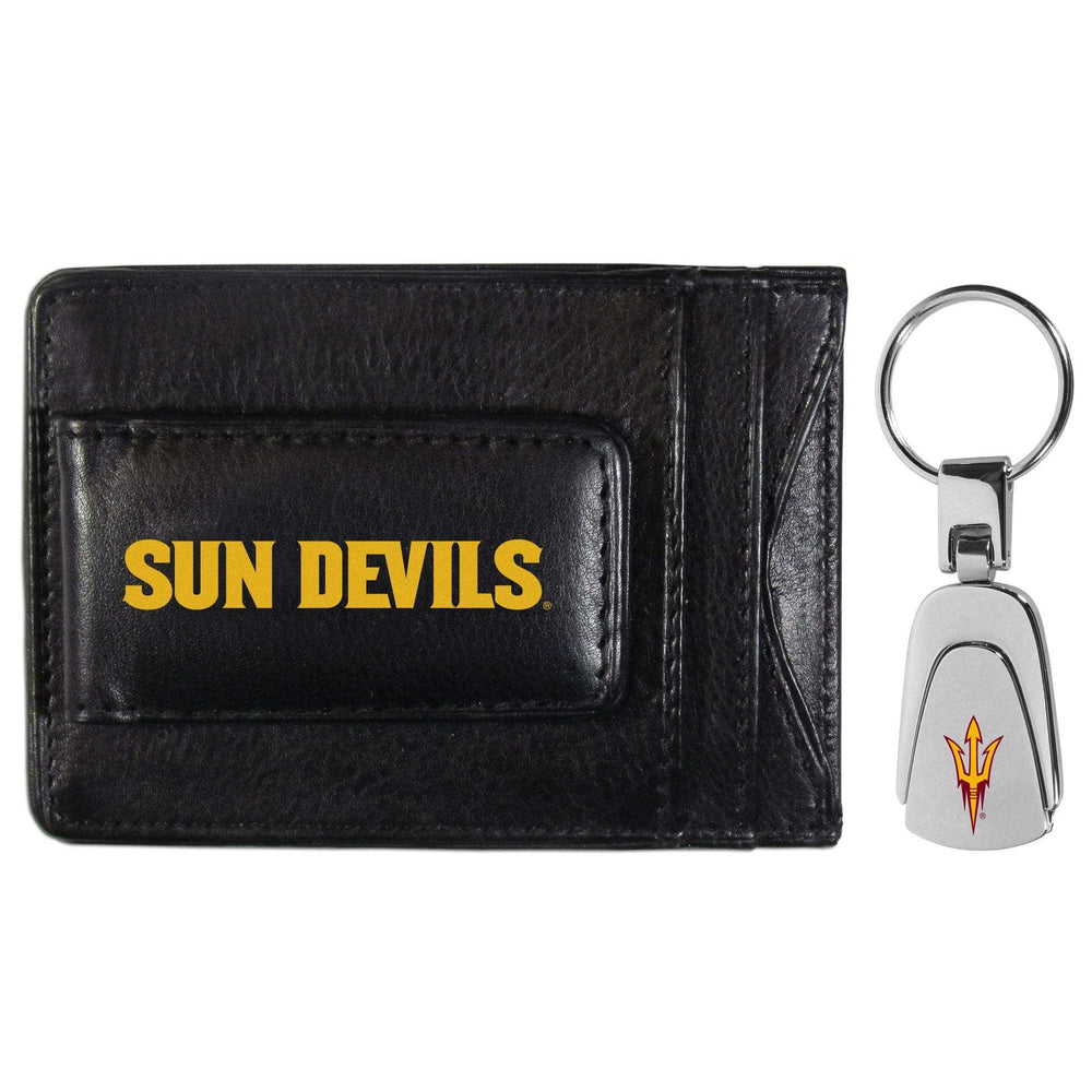 Arizona St. Sun Devils Leather Cash & Cardholder & Steel Key Chain - Arizona St. Sun Devils - Flyclothing LLC