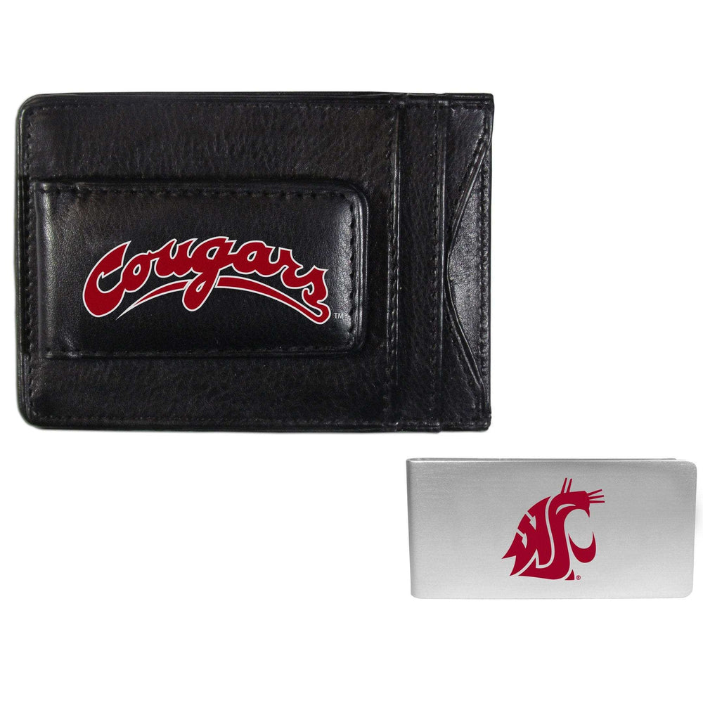 Washington St. Cougars Leather Cash & Cardholder & Money Clip - Washington St. Cougars - Flyclothing LLC