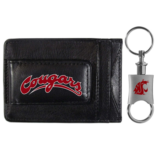 Washington St. Cougars Leather Cash & Cardholder & Valet Key Chain - Washington St. Cougars - Flyclothing LLC