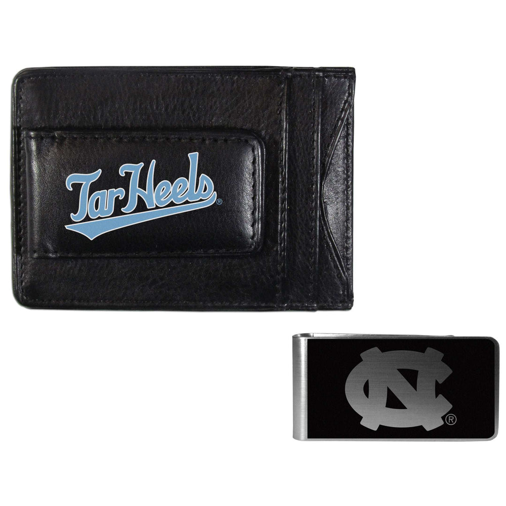 N. Carolina Tar Heels Leather Cash & Cardholder & Black Money Clip - N. Carolina Tar Heels - Flyclothing LLC