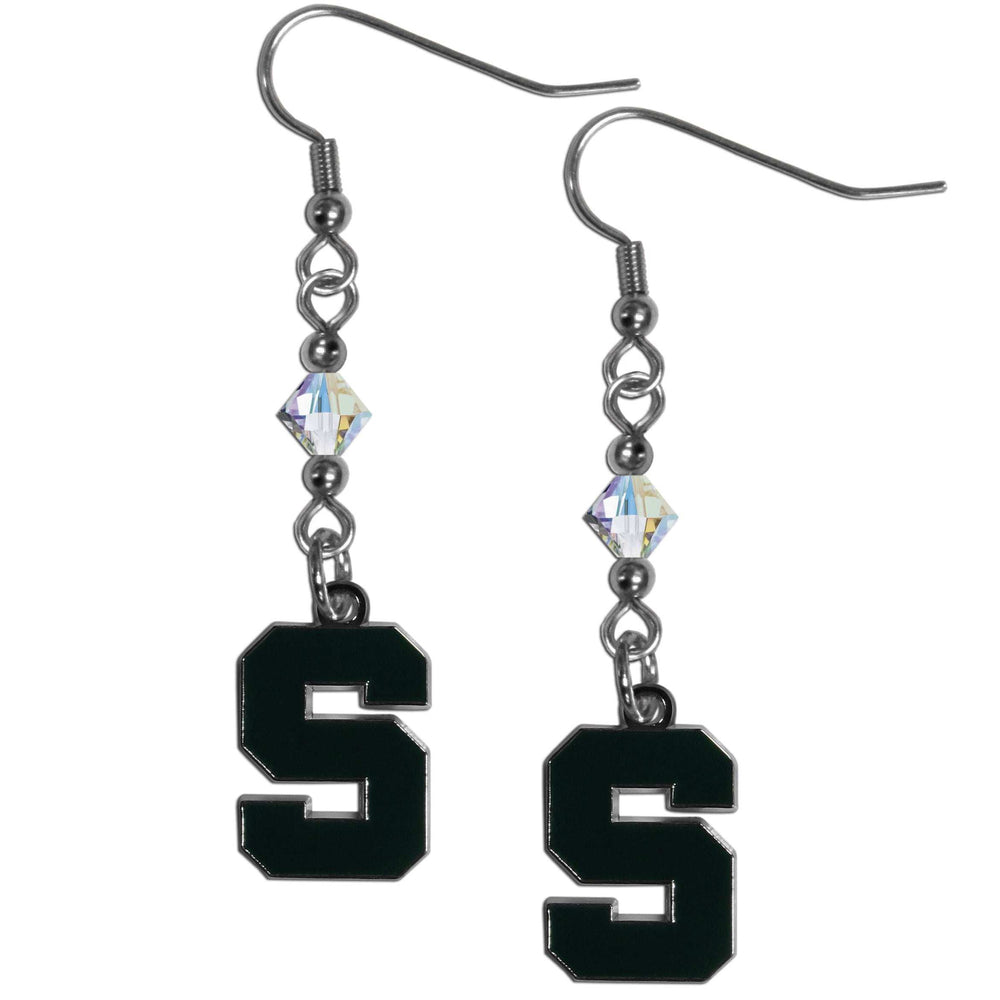 Michigan St. Spartans Crystal Dangle Earrings - Michigan St. Spartans - Flyclothing LLC