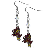 Arizona St. Sun Devils Crystal Dangle Earrings - Arizona St. Sun Devils - Flyclothing LLC