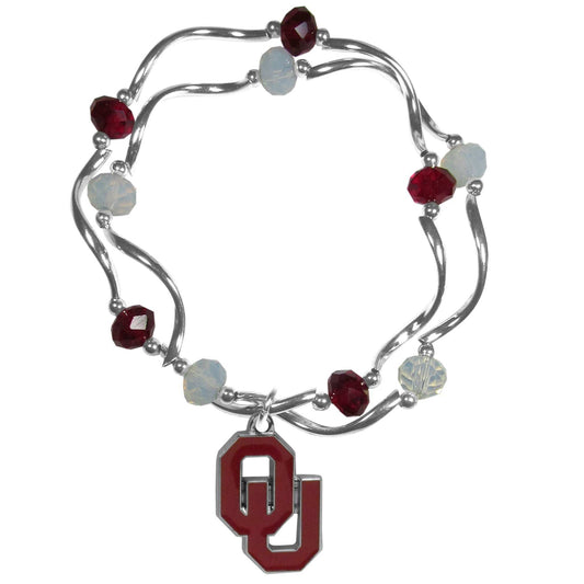 Oklahoma Sooners Crystal Bead Bracelet - Oklahoma Sooners - Flyclothing LLC
