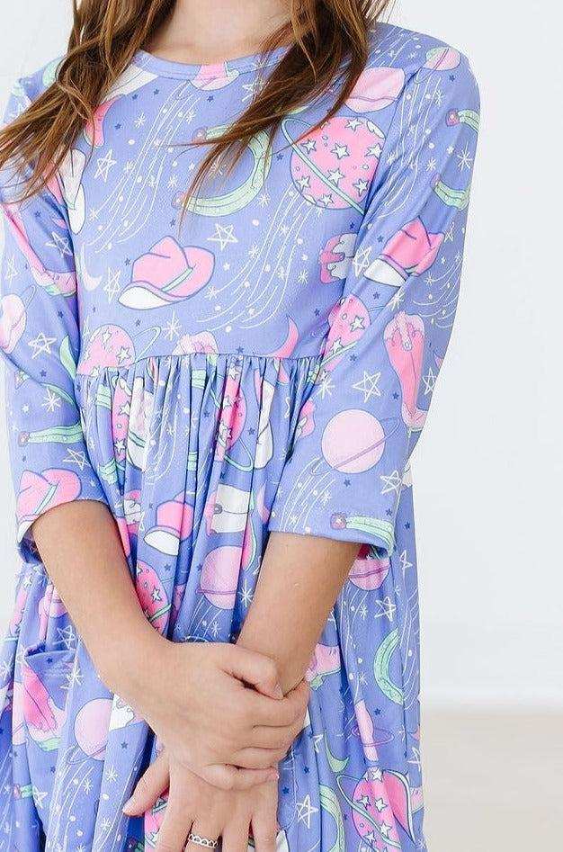 Neon Moon 3/4 Sleeve Pocket Twirl Dress - Mila & Rose ® - Flyclothing LLC